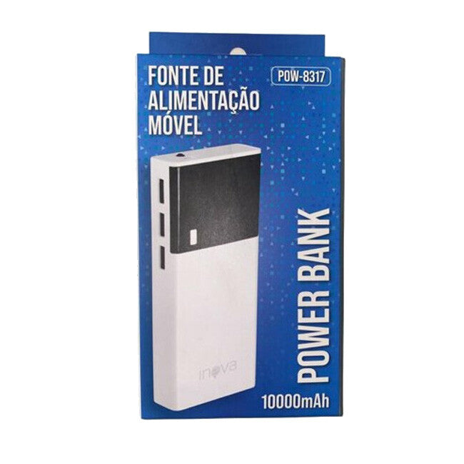 Power Bank Portátil 10000 mAh 3 Portas Usb Visor de Led Inova - POW-8317