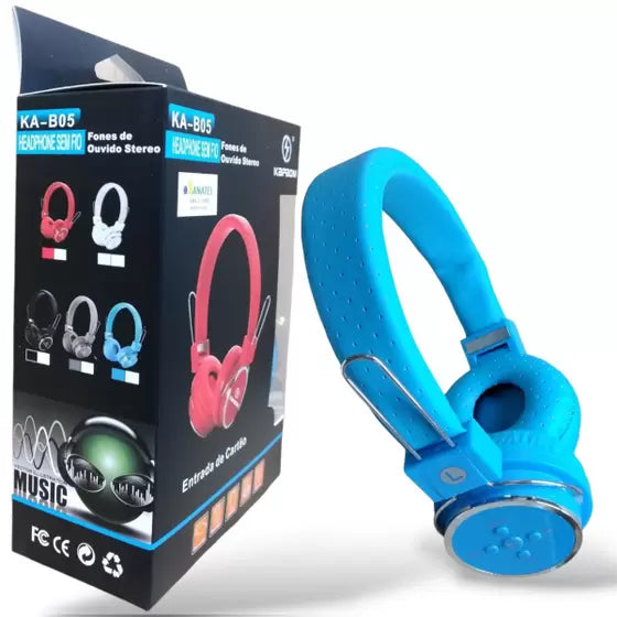 Fone De Ouvido Bluetooth Head Phone Sem Fio Cartão Sd azul claro b05