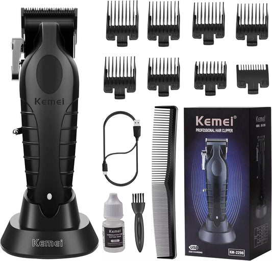 Maquina de Cortar Cabelo E Acabamento Profissional Sem Fio Recarregável Km-2296