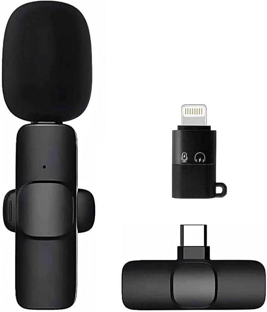 Microfone Lapela Duplo Sem Fio 2 em 1 Redução De Ruído 2K9