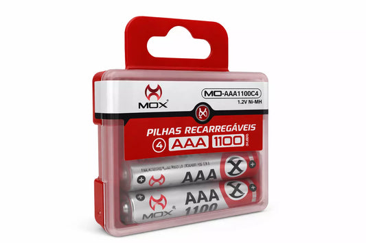 KIT PILHA C/4 RECARREGÁVEL 1.2V MOX MOAAA1100C4