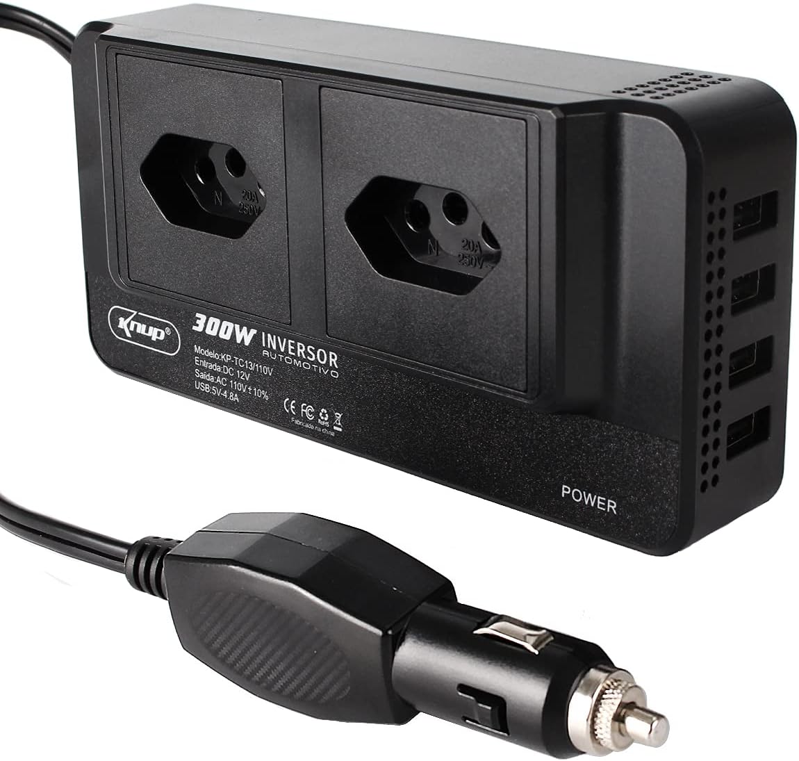 Inversor Tensão 12v 110v Veicular 300w Conversor 4 Porta Usb