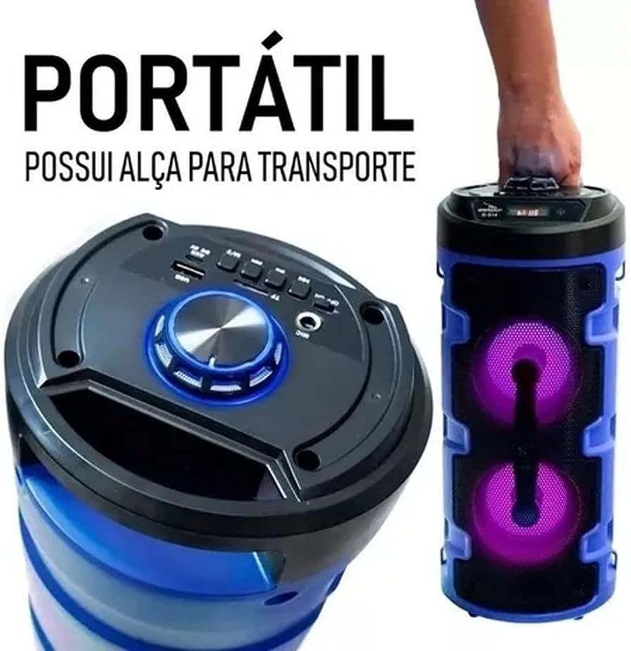 Caixa De Som Grasep Amplificada, Led, Microfone, Bluetooth - DS14