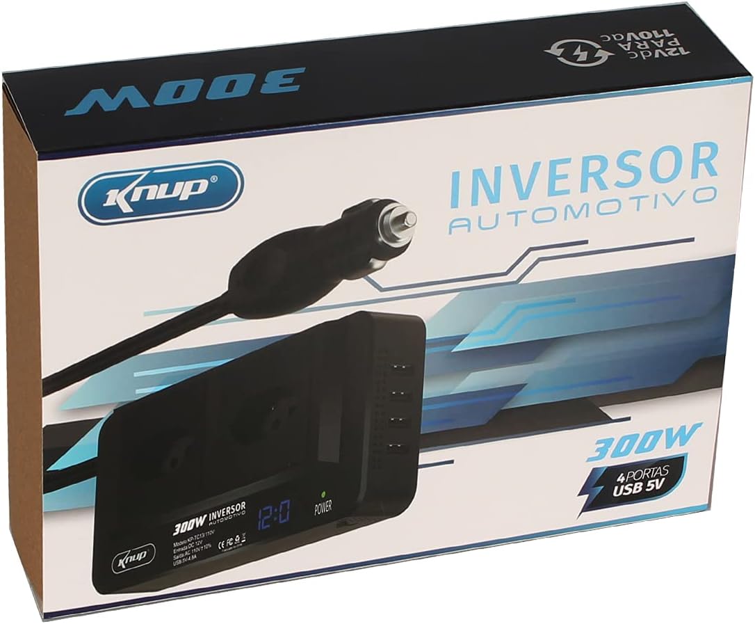 Inversor Tensão 12v 110v Veicular 300w Conversor 4 Porta Usb