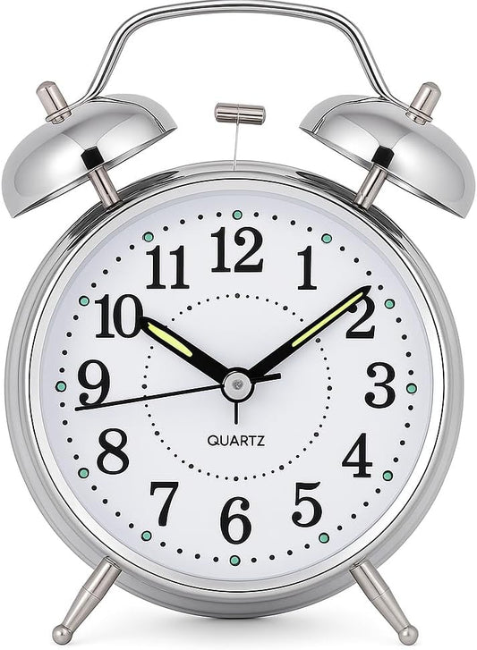 Relógio de Mesa Clássico Despertador Com Luz Led Metal Analógico LE-8121