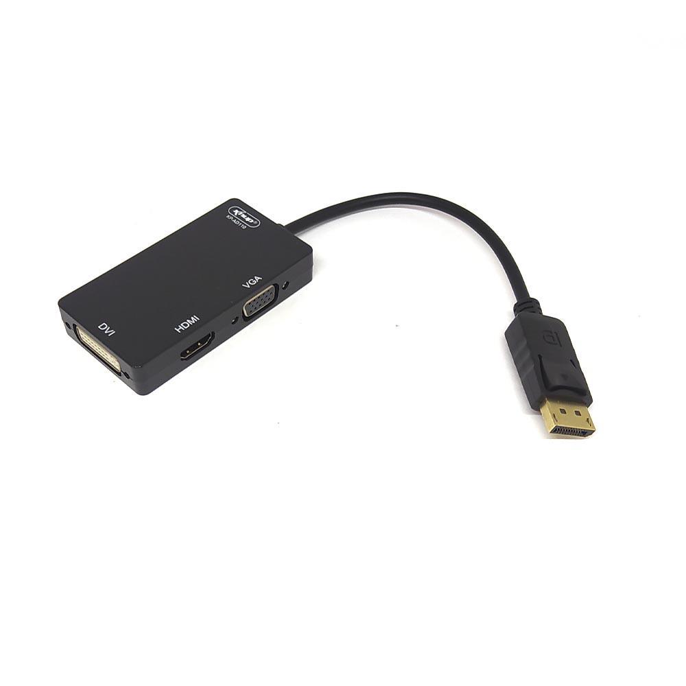 Conversor Adaptador Displayport X Hdmi, Vga, Dvi 3 Em 1