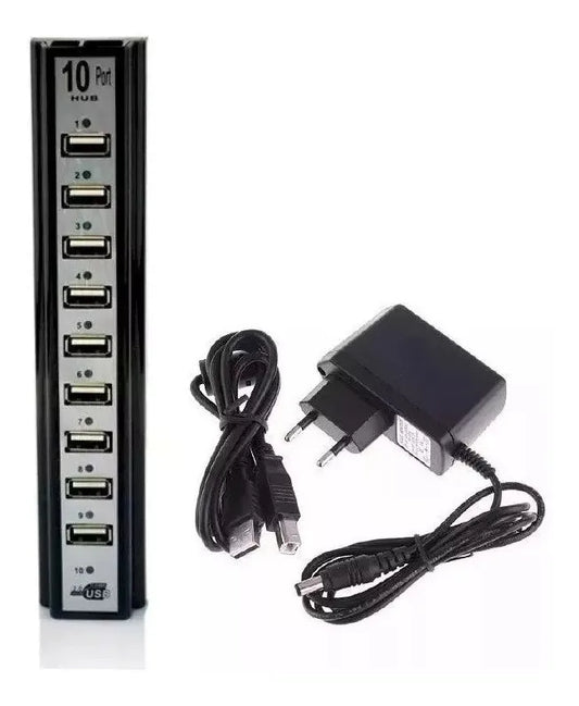 Hub Usb 10 Portas 2.0 Hb-t69 Adaptador Pc Notebook E Tomada