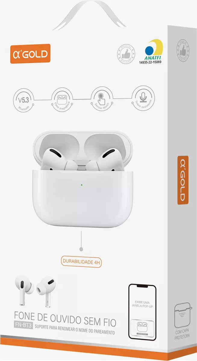 Fone De Ouvido Bluetooth Sem Fio Fn-bt3 Cabo Incluso Anatel