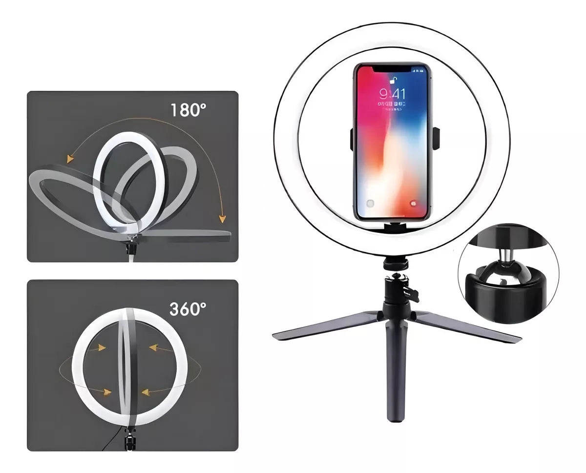 Ring Light 8 Pol 20 Cm Tripé Mesa Suporte Celular Câmeras