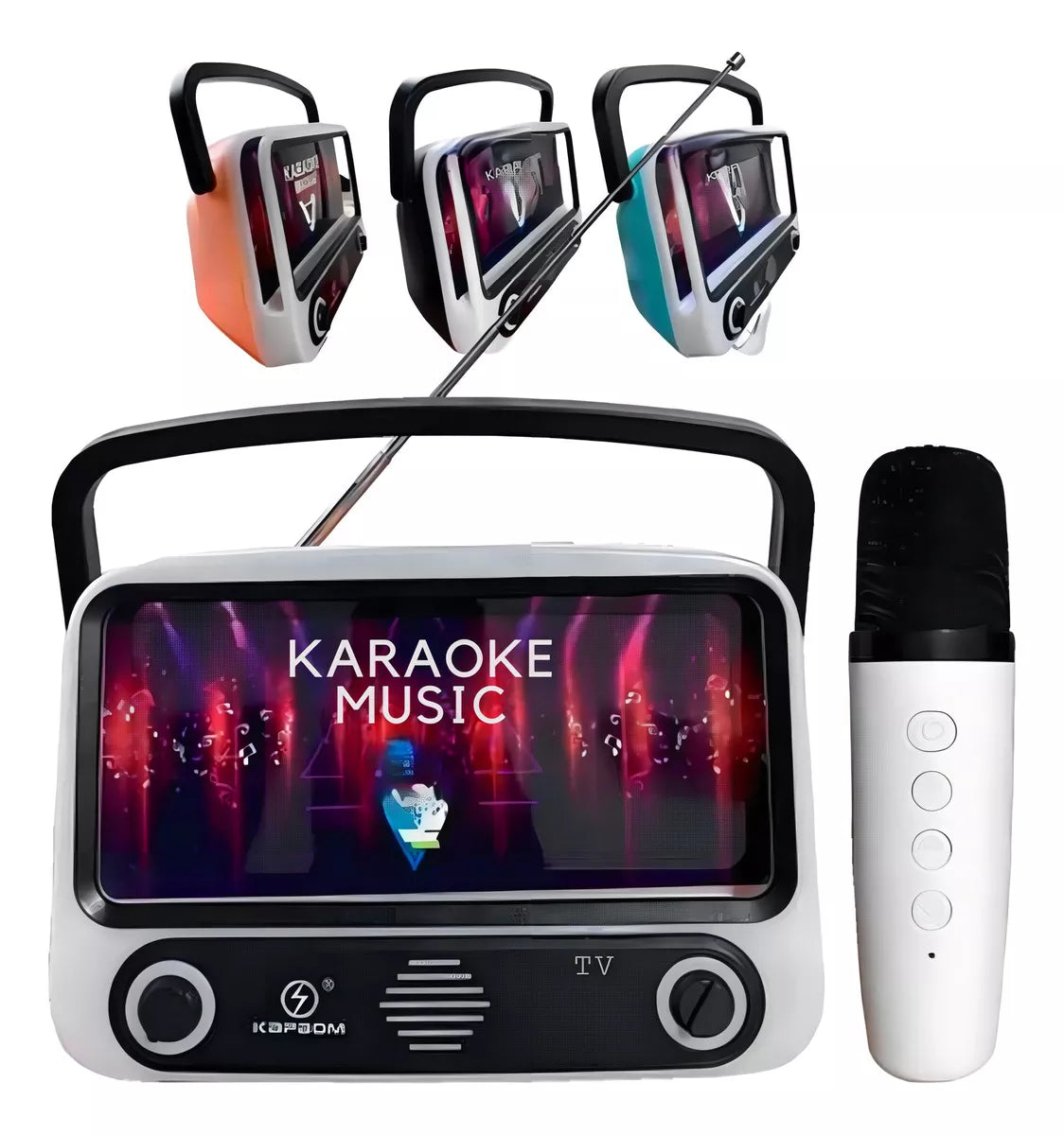 Caixa de Som Bluetooth Karaokê com Microfone Sem Fio e Suporte para Celular - katv 300s