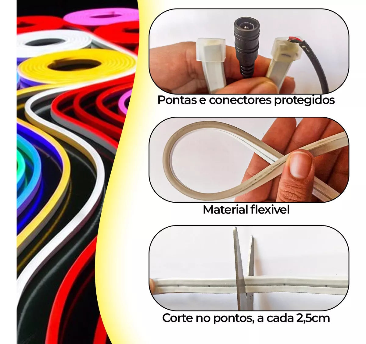 Fita Led Neon 5m Flexivel Siliconada - 12V