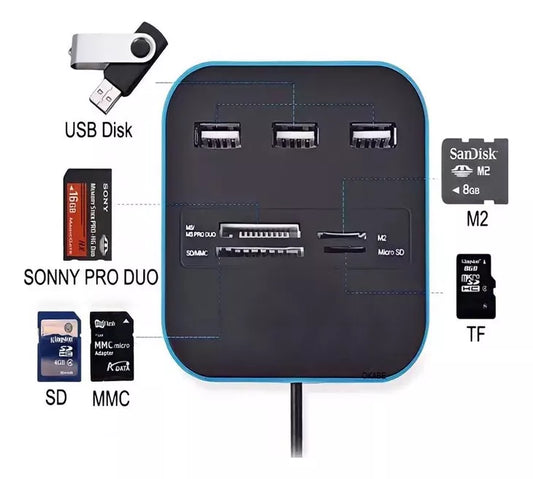 Leitor De Cartão Hub Usb2.0 Mst-008 C/7 Portas