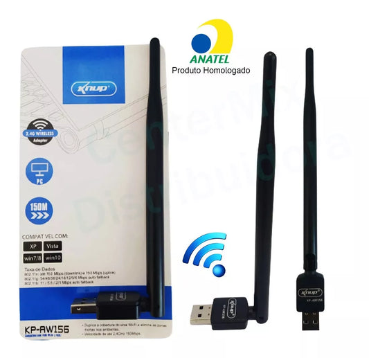 Adaptador Wifi Usb Wireless Receptor Notebook Pc Antena