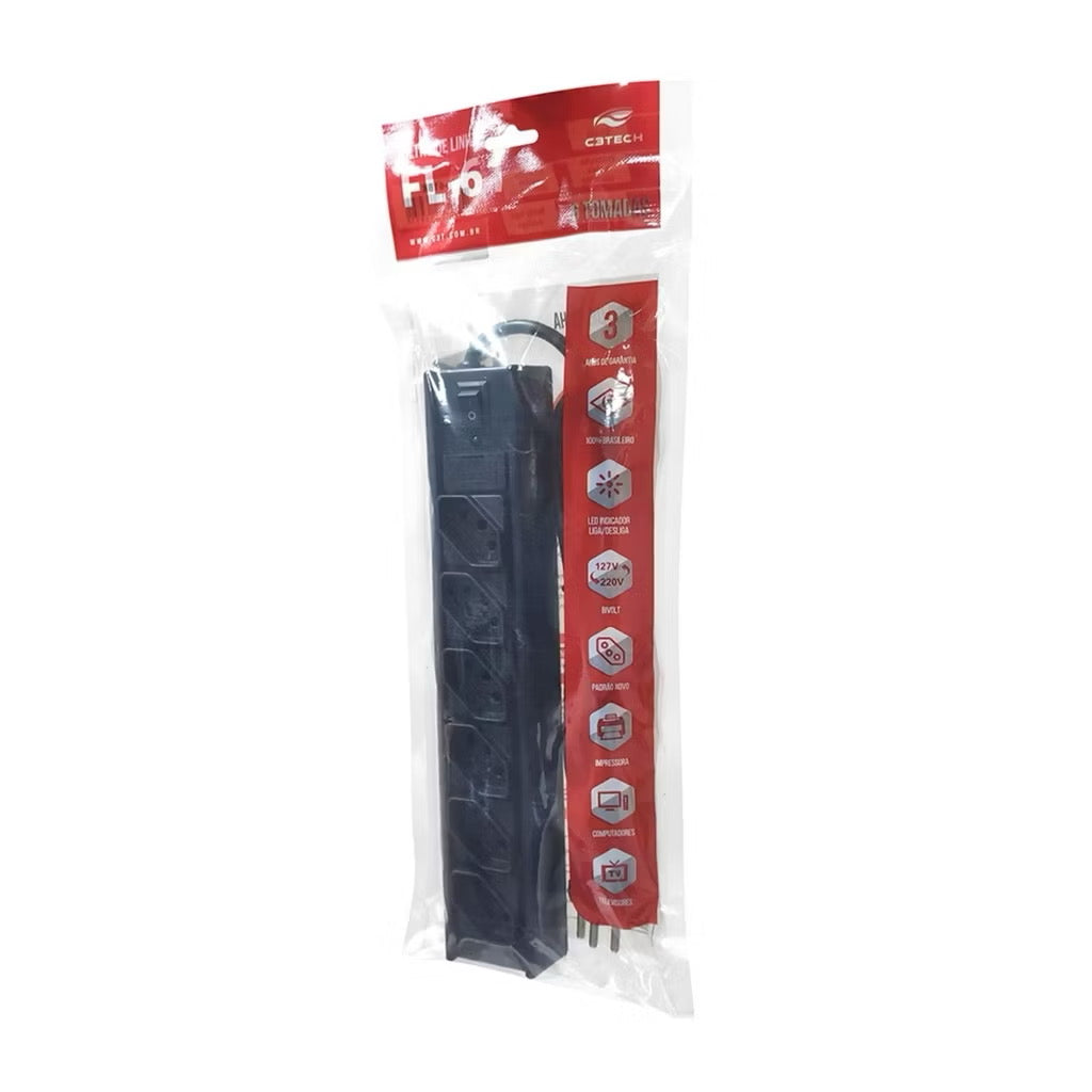 Extensão Filtro De Linha Com 6 Tomadas FL-61 C3 Tech