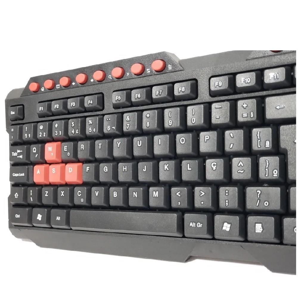 Teclado Gamer C3Tech Multimídia USB Preto e Vermelho KG-10BK