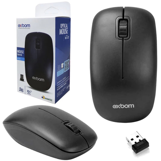 Mouse Sem Fio Exbom Ms-s22, Wireless, 2.4 Ghz