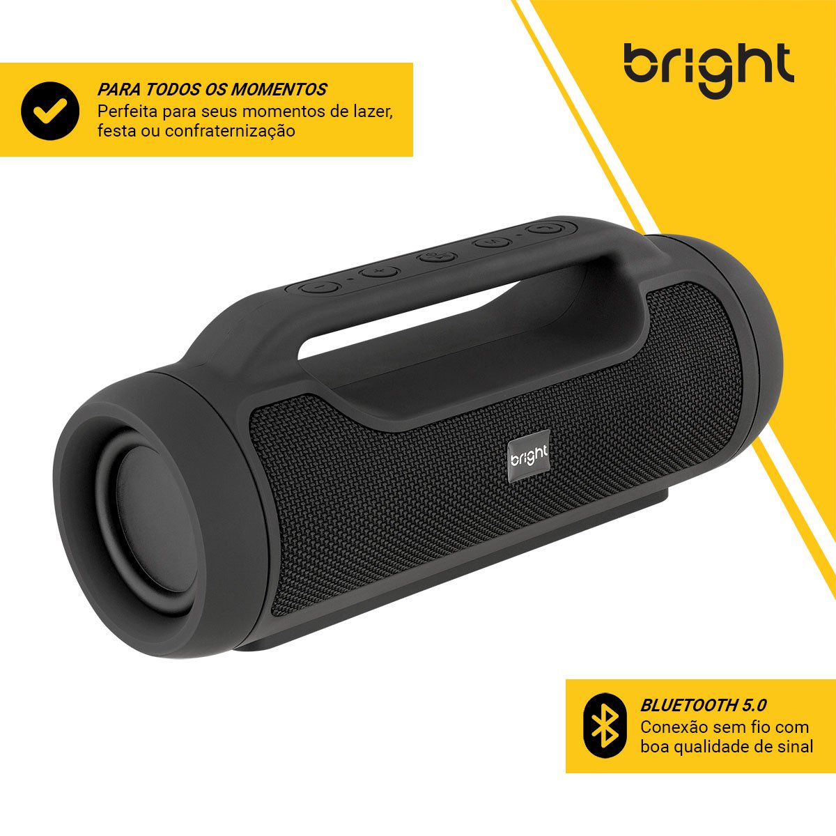 Caixa de Som Bluetooth Bright C03, Pen Drive, Micro SD, 10W, Preto