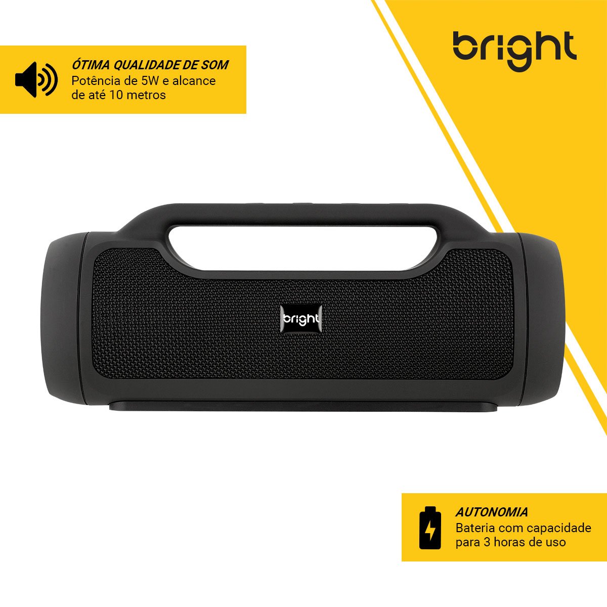 Caixa de Som Bluetooth Bright C03, Pen Drive, Micro SD, 10W, Preto