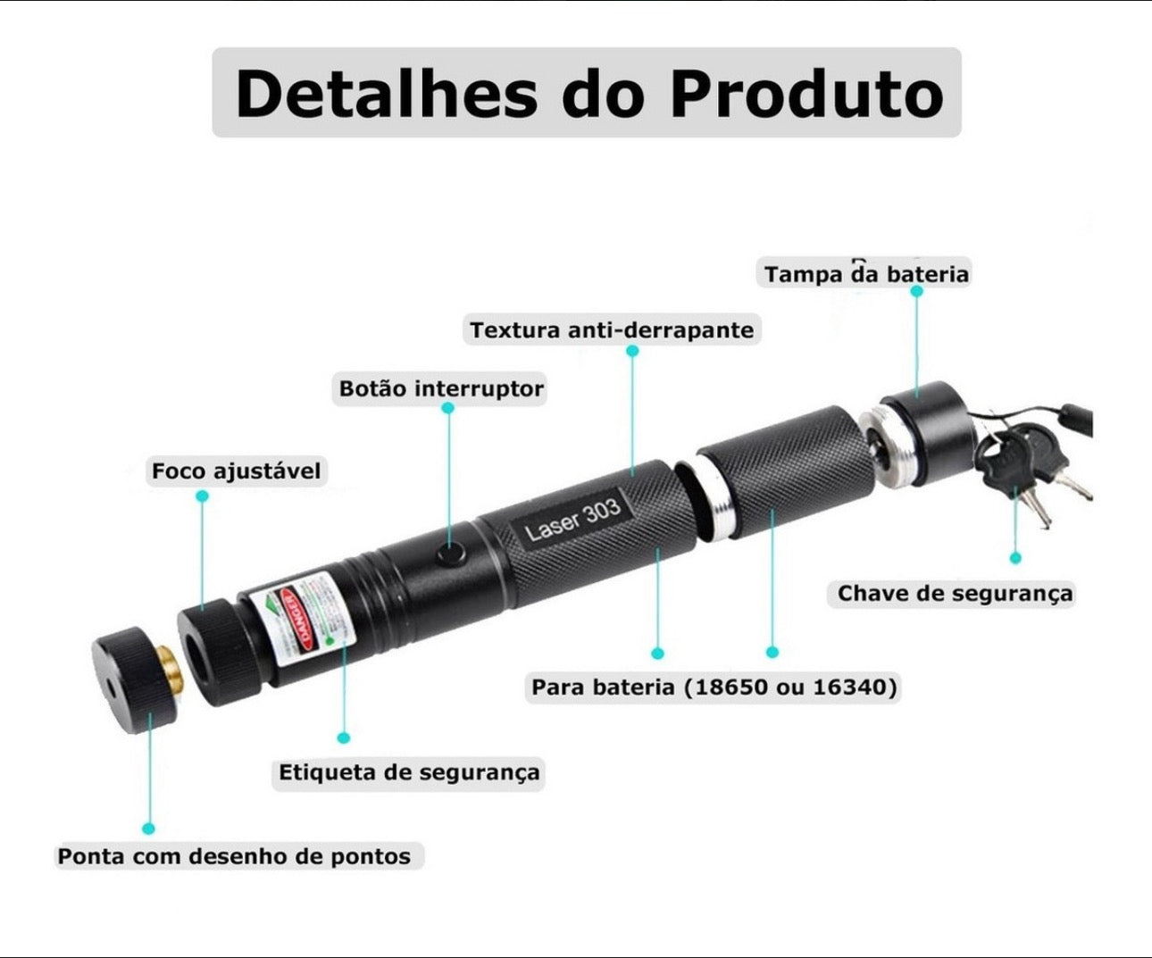 Caneta Laser Verde Ultra Forte Alcance A Prova D'agua