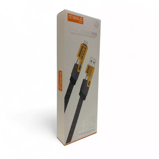 CABO DE CARGA TURBO 4 EM 1 GOLD PRO CB74 65W REFORÇADO AGOLD CB74