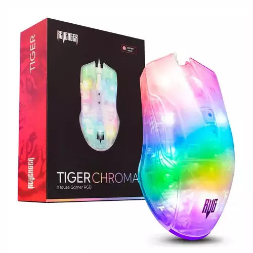 MOUSE GAMER TRANSPARENTE RGB TIGER REVENGER MO TGR003