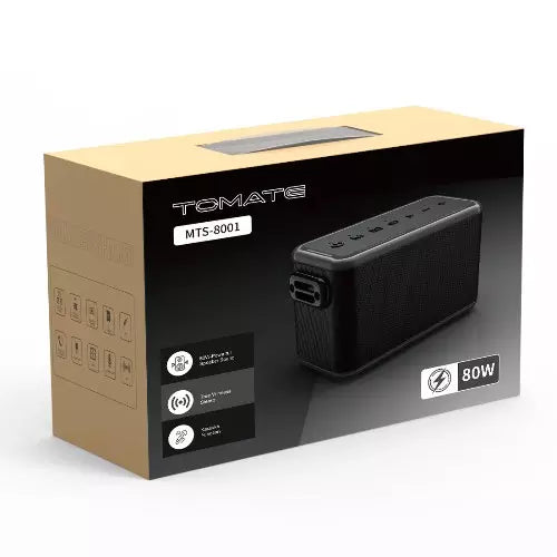 Caixa de Som Bluetooth C/ 2 Microfones Sem Fio RGB 80W Tomate MTS-8001