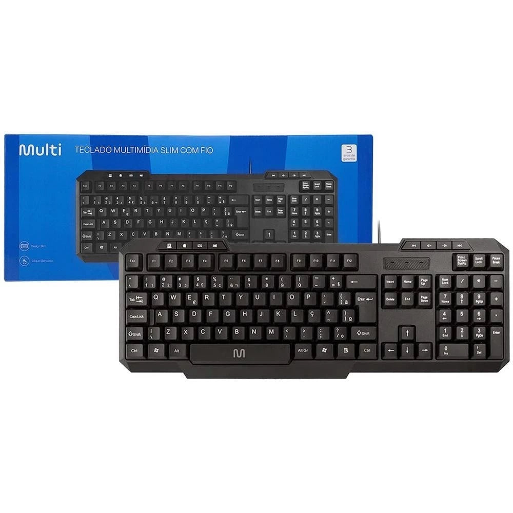 Teclado Com Fio Slim Multi Resistente à Água Conexão USB - TC206 - TM100