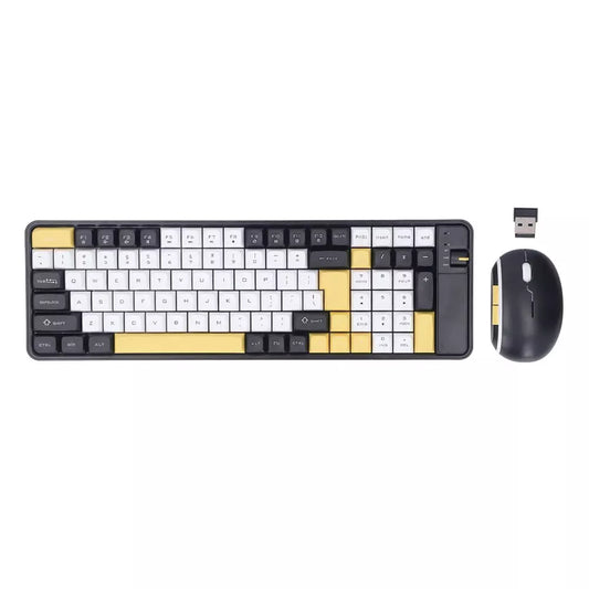 KIT Teclado E Mouse Sem Fio Bluetooth Wireless 2.4GHZ KNUP - KP-TE129 AMARELO