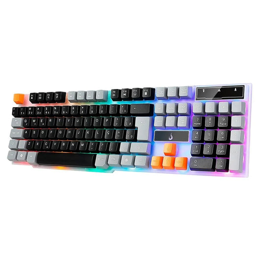 Teclado Semi-Mecânico Gamer Rise Mode G1, Rainbow, USB, Preto e Cinza