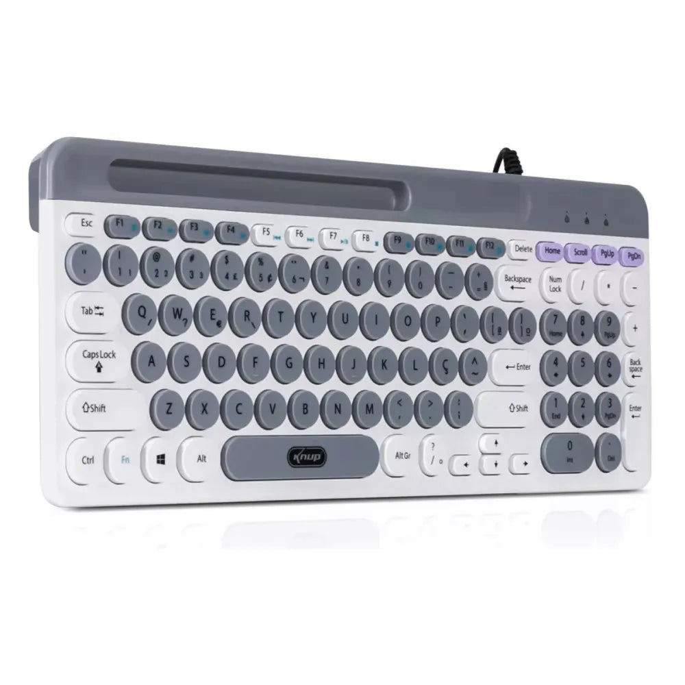 Teclado com Fio para Computador Teclas Redondas ABNT II KNUP - KP-TE126