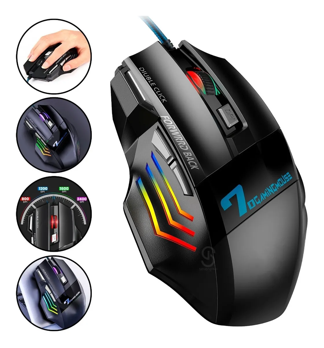 Mouse Gamer V4- 2400dpi / Led RGB / Entrada Usb / 7 Botões