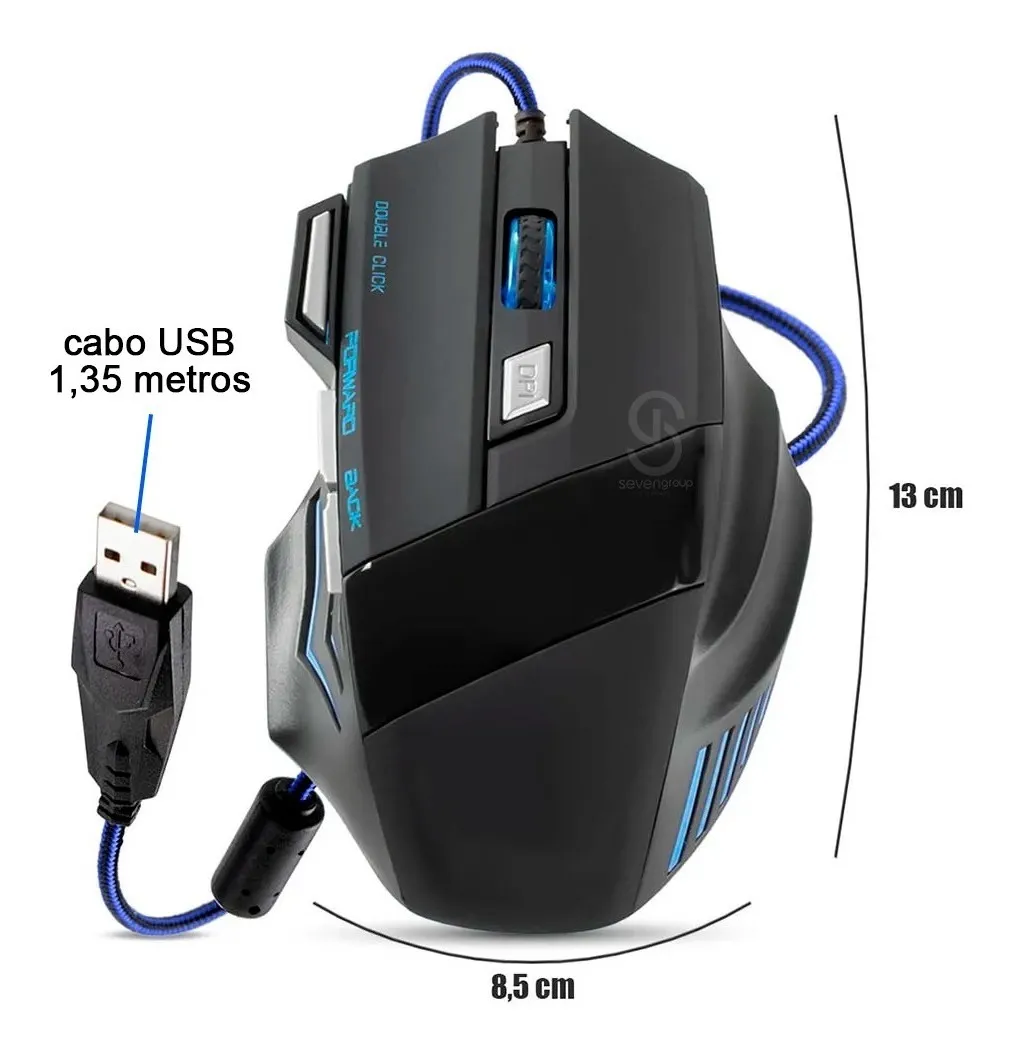 Mouse Gamer V4- 2400dpi / Led RGB / Entrada Usb / 7 Botões