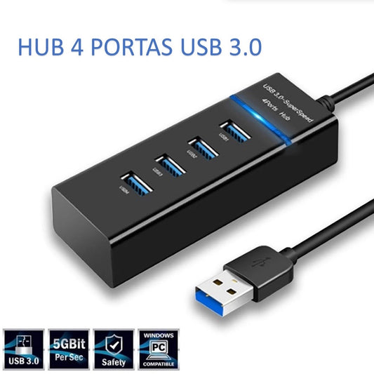 Hub Usb 3.0 & 2.0 4 Portas Expansor Rapido 5 Gbps Alta Velocidade KP-HB500