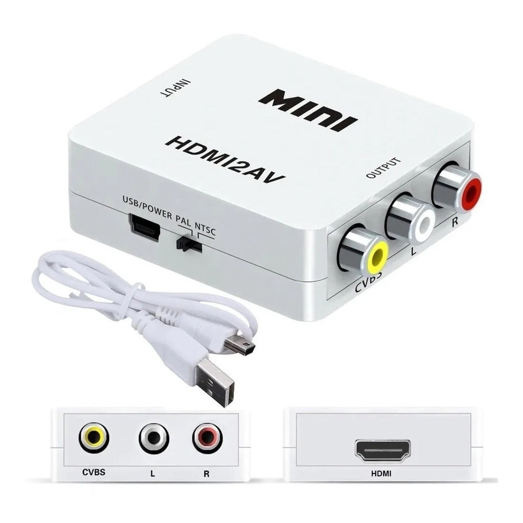 Mini Adaptador Conversor De HDMI X 3 RCA AVI Pra Vídeo Composto