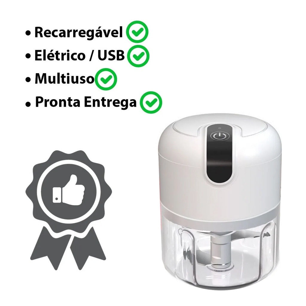 Mini Processador Alimentos Eletrico 250 Ml 3 Laminas Sem Fio
