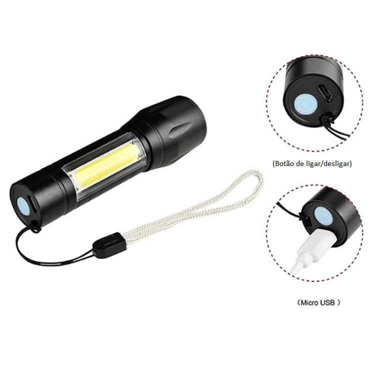 Mini Lanterna Tática Led Recarregável Usb