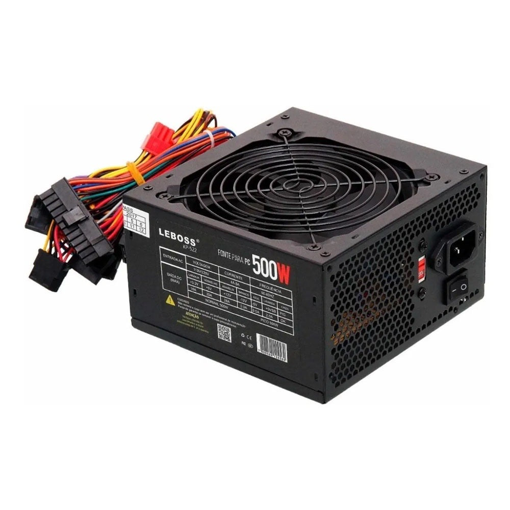 Fonte Atx Gamer 500w Ultra Silence Knup Kp 522 Preta 115v/230v