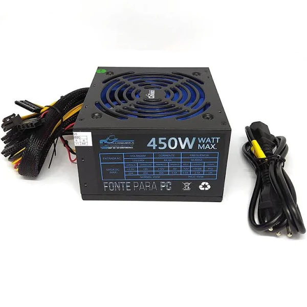 Fonte de alimentação ATX para PC 450W Knup Cowboy KP533 110V/230V