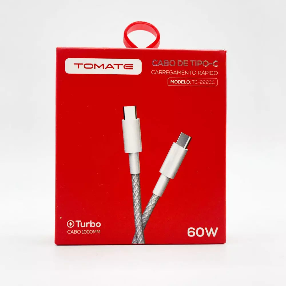 Cabo Usb Tipo C + Tipo C 60W 5V 2.4 1M TOMATE TC222CC