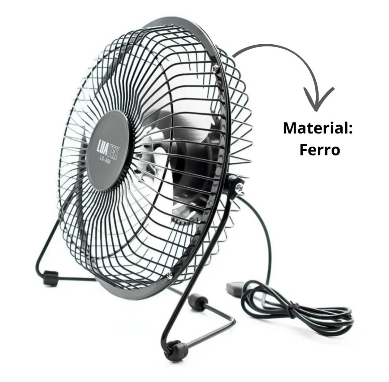 Ventilador de Mesa USB Premium Mini com 4 Pás de Metal Potente e Silencioso LS906