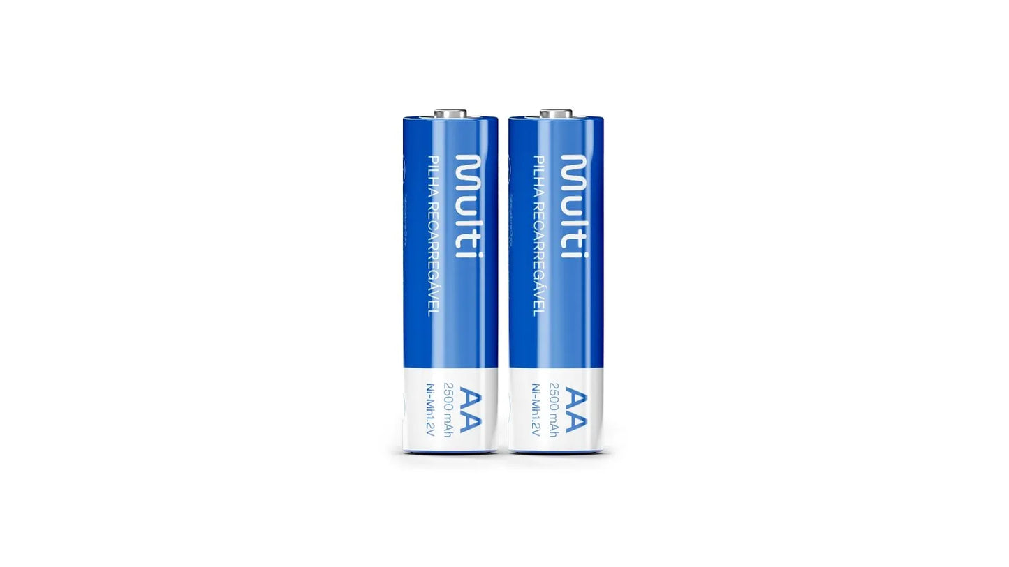 Cartela 2 Pilhas Para Recarga Aa 2500mah Cb053 Multilaser