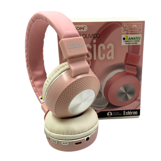 Fone de ouvido sem fio bluetooth Kapbom Ka960 rosa