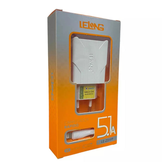 CARREGADOR RÁPIDO MICRO USB IPHONE 5.1A LELONG LE231FP