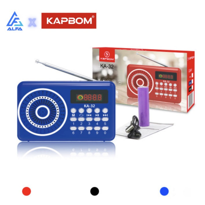 Caixa de som Bluetooth Rádio FM Portátil com Display Kapbom - KA-31