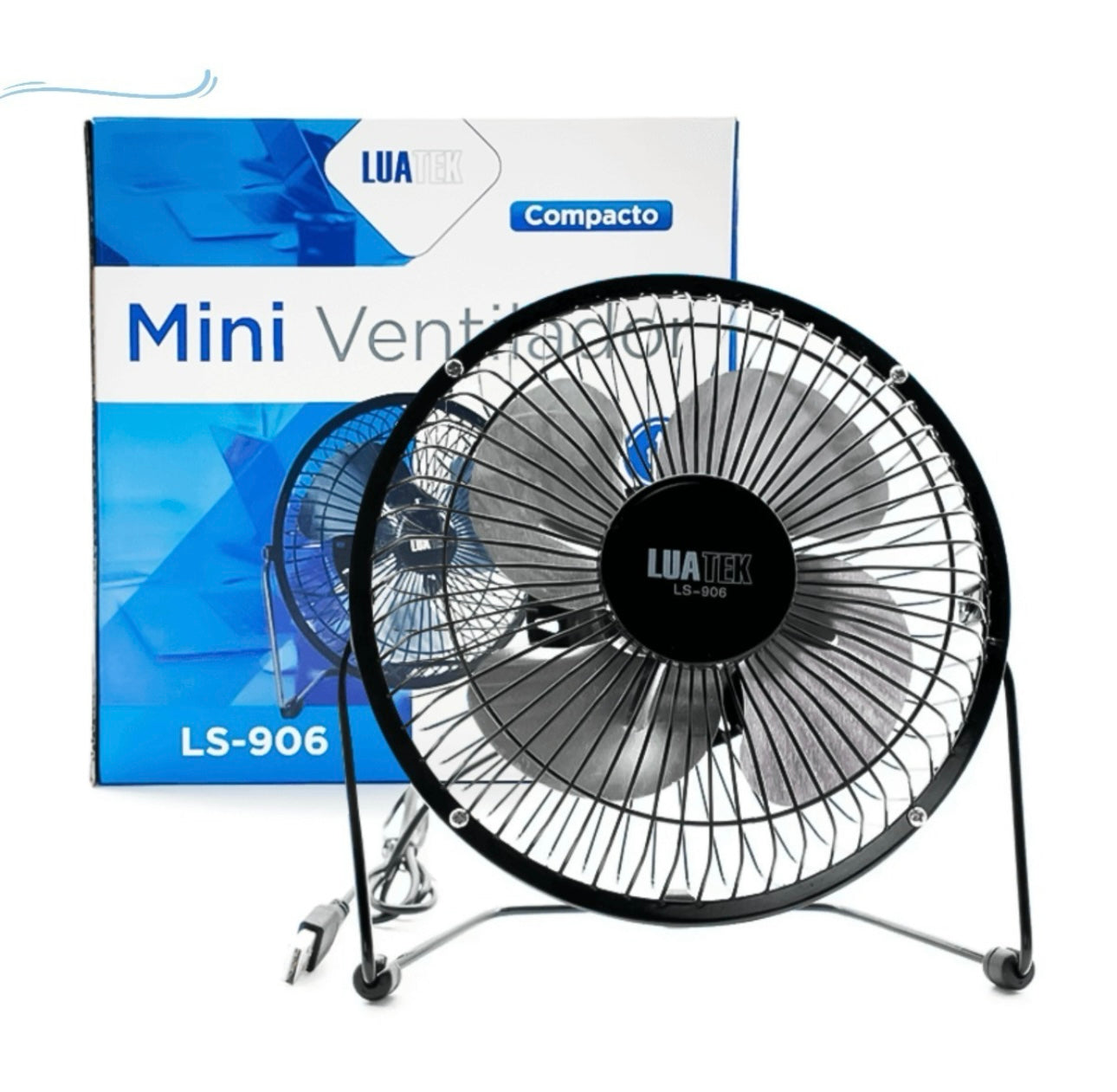 Ventilador de Mesa USB Premium Mini com 4 Pás de Metal Potente e Silencioso LS906