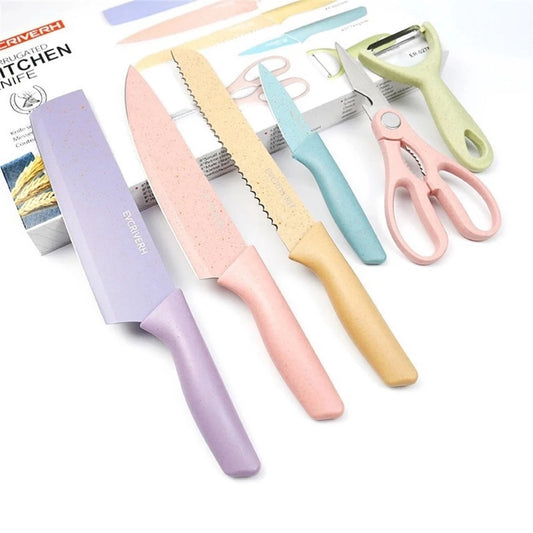 KIT COZINHA 6 PÇS FACAS E TESOURA LELONG LE4980