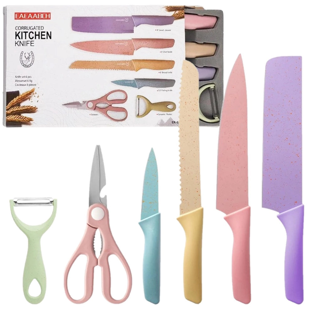 KIT COZINHA 6 PÇS FACAS E TESOURA LELONG LE4980