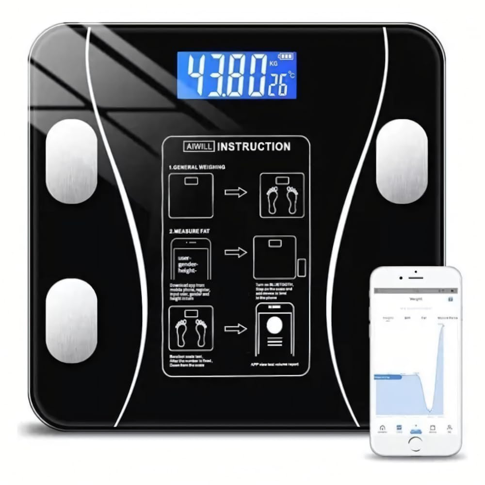Balança Digital de Bioimpedância com Bluetooth e Aplicativo para Análise Corporal e Medição de Gordura