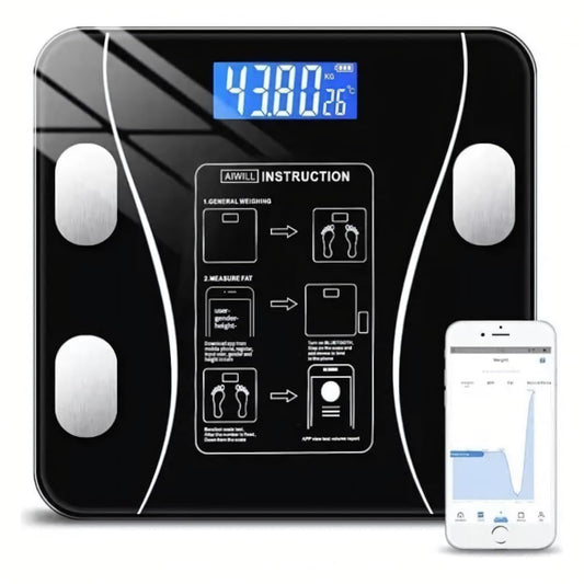 Balança Digital de Bioimpedância com Bluetooth e Aplicativo para Análise Corporal e Medição de Gordura