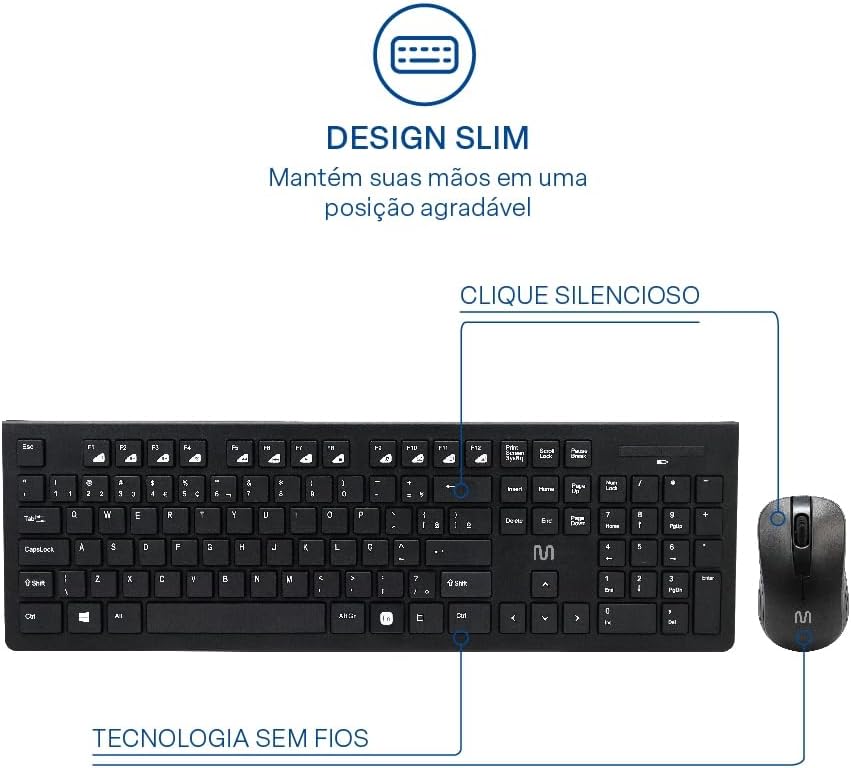 Kit Teclado e Mouse Sem Fio Multi Com Conexão USB - TC212